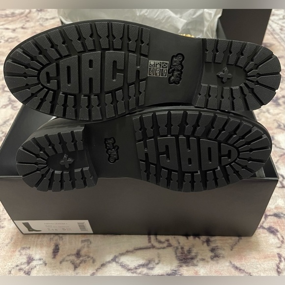 NWT COACH Farrah ll Leather Knee High Riding Boot Black Gold Buckle Size 6.5 - Picture 6 of 7